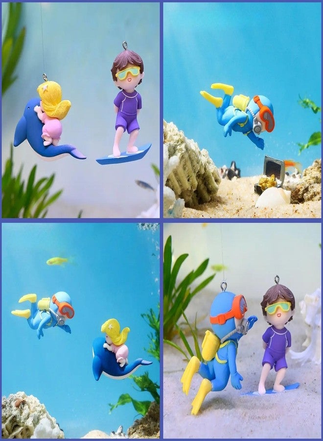 VAYINATO® 3 Pcs Floating Fish Tank Decorations | Cute Little Diver, Surfer boy, Whale-Riding Girl for Aquarium Decorations, Desktop Ornaments by Petzlifeworld - Image 4